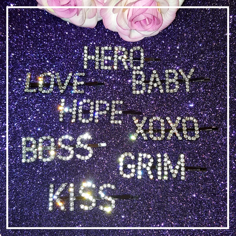 Blingbling Word заколки для волос буквы с кристаллами Самые горячие самые стильные