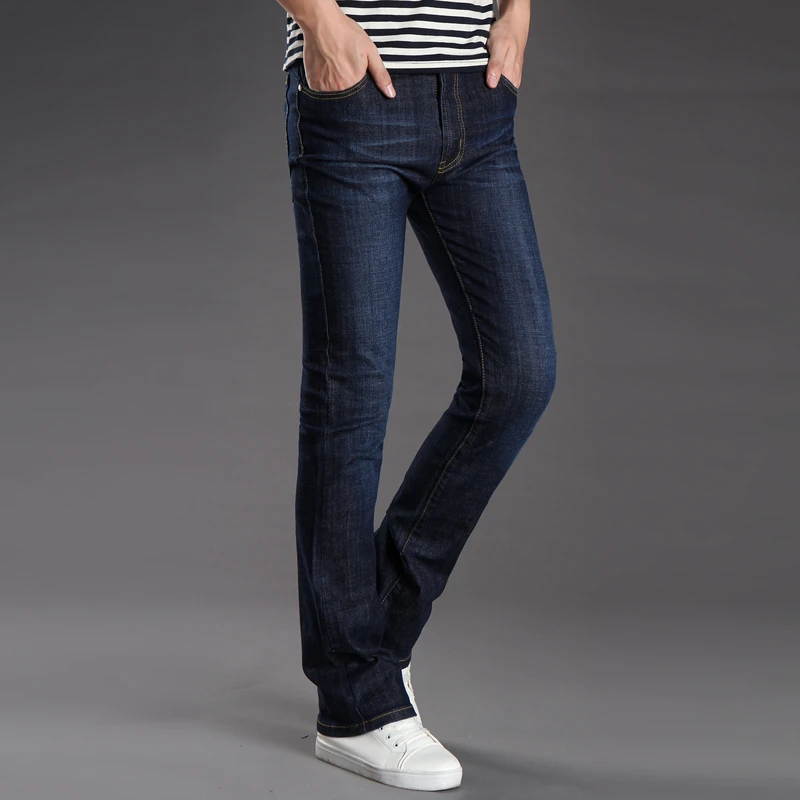 2018 New Mens Flared Bottom Jeans For Men Long Slim Bootcut Flare Stretch Pants 4 Season Size 27-38 | Мужская одежда