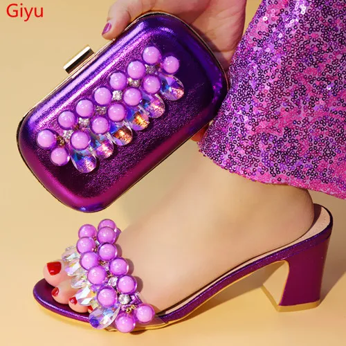 

doershow beautiful purple Shoe and Bag Sets Italian Shoes and Bags Set for party African Matching Shoes and Bags!SBE1-10