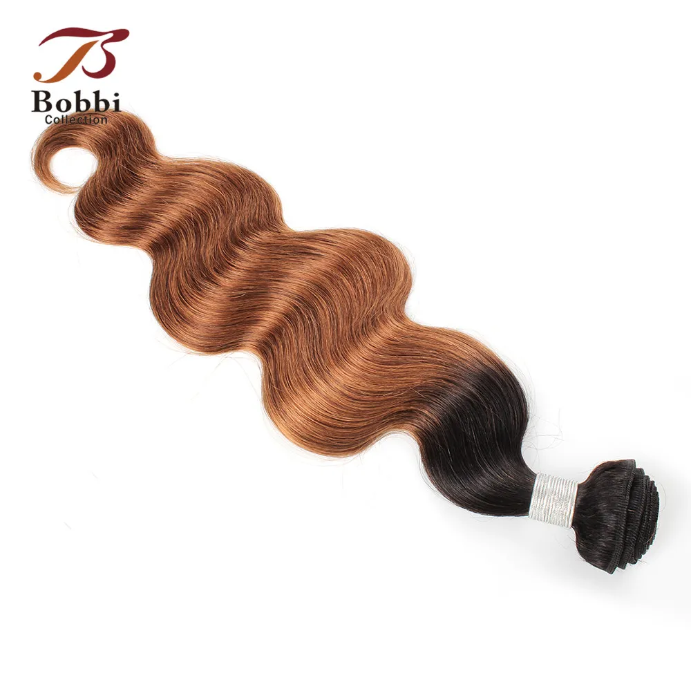 Bobbi 1 Комплект прядь волос с покраской Омбре эффектом деграде(переход от темного к Мёд светлые бразильские волнистые волосы 1B 30 каштановый Non-Remy пряди человеческих волос для наращивания волос