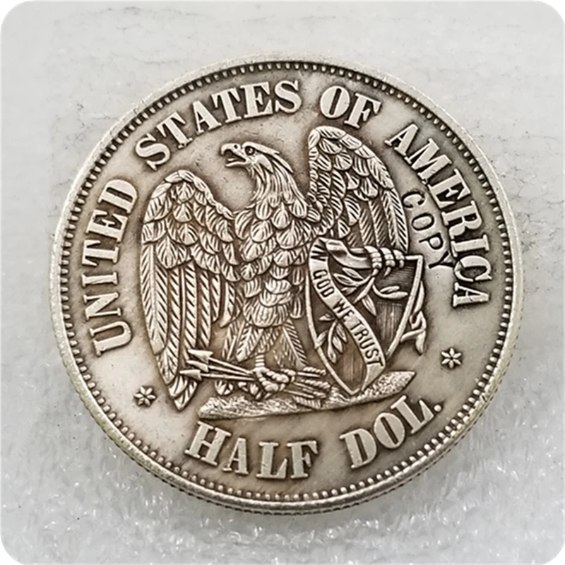 Копия копии 1872 сидящий Liberty Shield &amp Eagle полудоллар узоры Монета КОПИЯ бесплатная