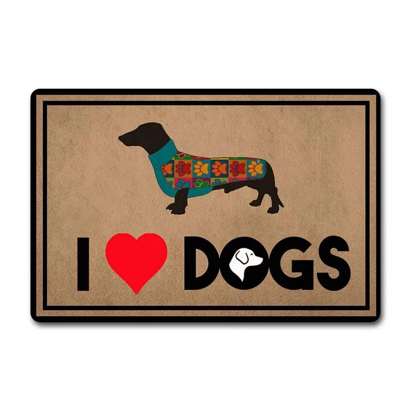 Домашние коврики для дверей I Love Dogs такса милый внутренний коврик дома Забавный (23