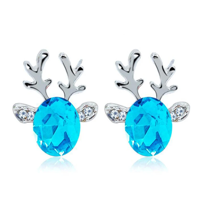 Рождество Jewelry 7 цветов животных оленей серьги гвоздики для женщин шикарные со