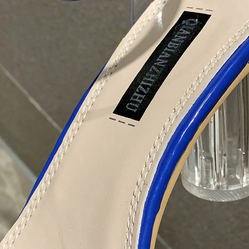 Женские босоножки на квадратном каблуке SAGACE простые прозрачные из ПВХ ремешке с