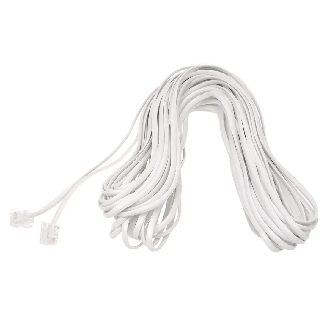 

White Male 6P2C RJ11 Plug Telephone Fax Modem Line Cable, 14M for Landline Telephone-SCLL
