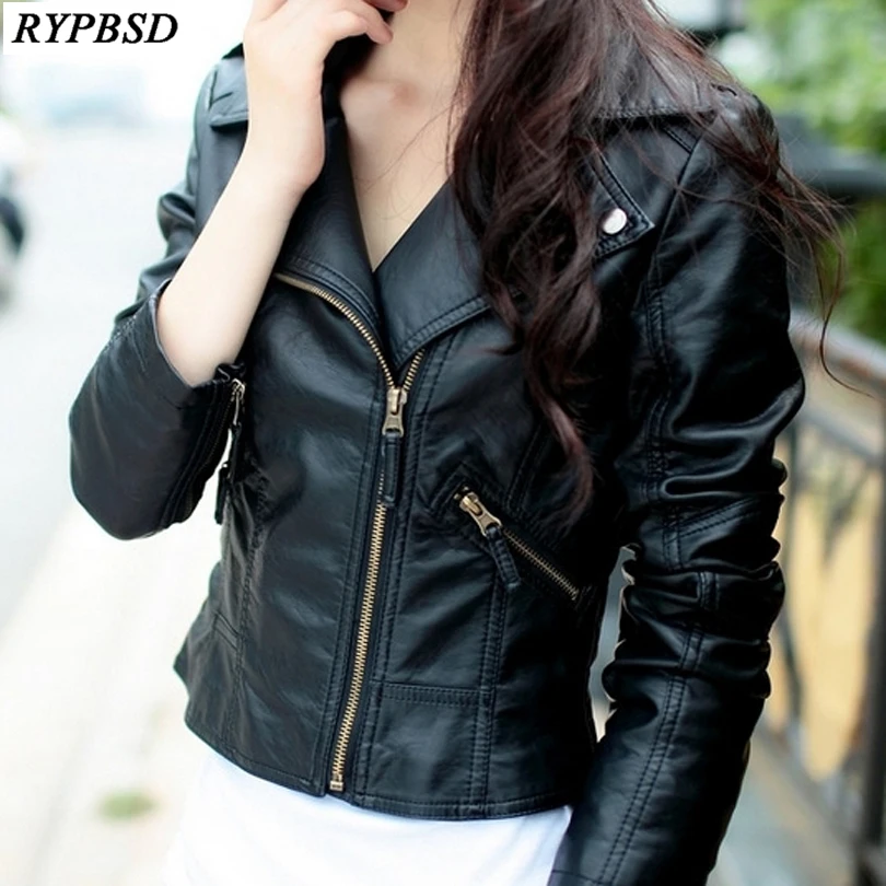 Женская кожаная куртка Perfecto Femme Cuir черная красная модная на молнии женские