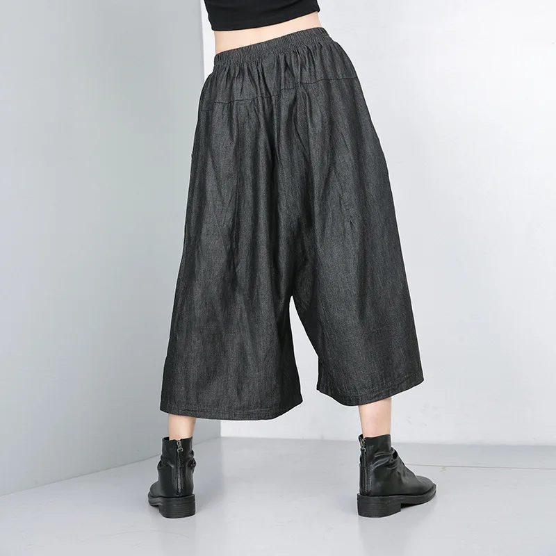 2019 женские джинсы Карманы Винтаж Черный высокая эластичная талия до щиколотки