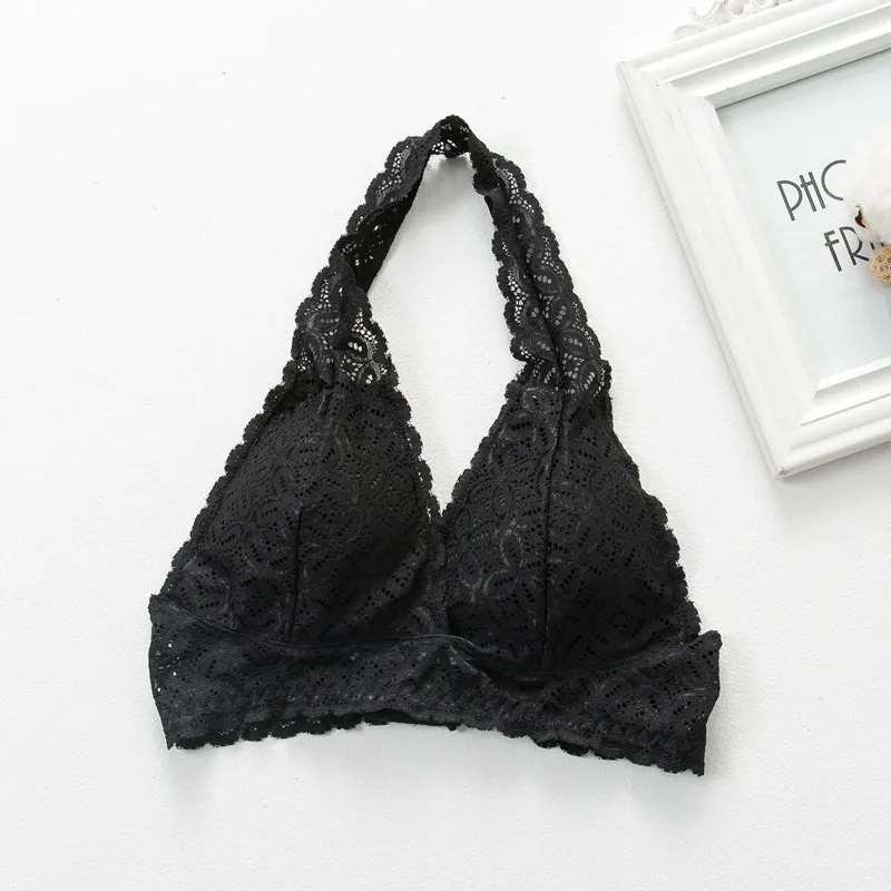 Бюстгальтер женский кружевной без косточек с открытой спиной V-образным вырезом