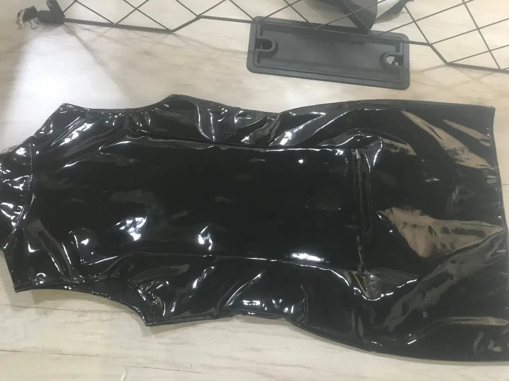 Латексное платье сексуальный искусственная кожа из ПВХ экзотическое платье без рукавов с молнией спереди боди мини платье Bodycon Связывание Клубная одежда Фетиш-платье