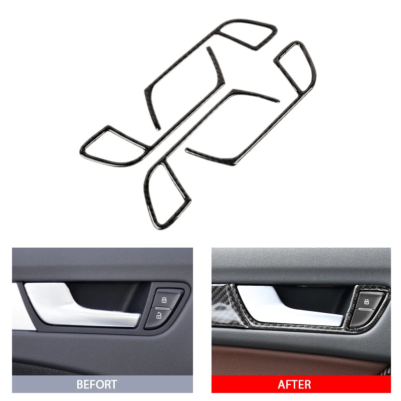 4 шт. наклейки на дверную ручку из углеродного волокна для Audi A4 B8 2010 2011 2012