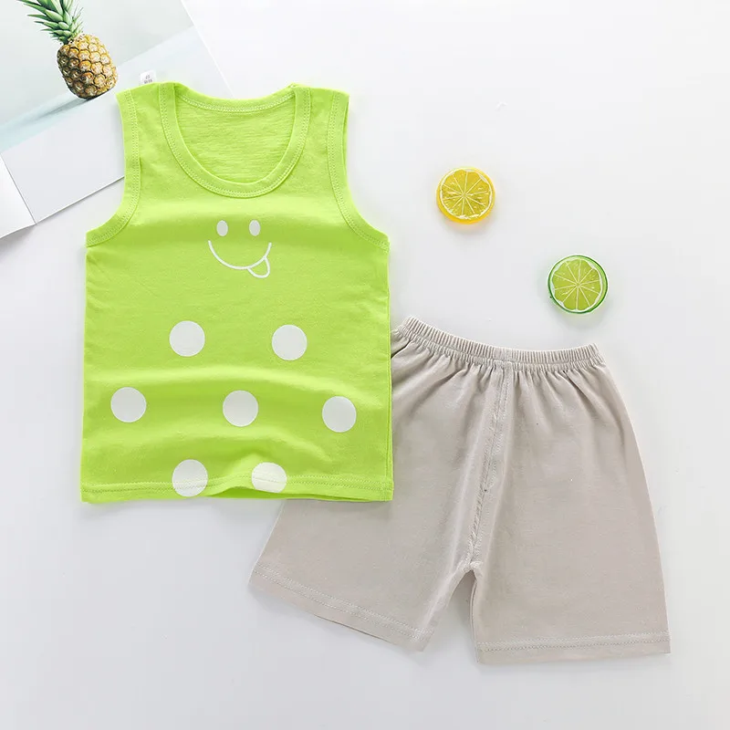 Children Cartoon Sleeveless Vest + Shorts 2pce Set Baby Girls Cotton Yellow Duck colthes Kids Boys Casual Outdoor Clothing sets | Детская