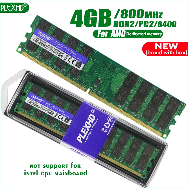 Новый PLEXHD 4 ГБ DDR2 PC2 6400 800 МГц 4G для настольных ПК DIMM оперативная память 240 контакты