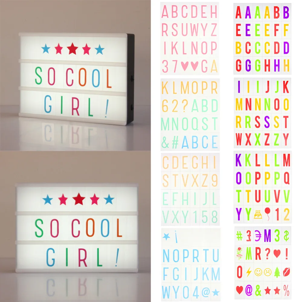 Горячая Распродажа DIY Кино светильник Box символов светодиодный световой доска