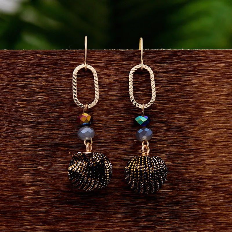 Yanting черные серьги с подвесками в виде шара цветные бусины золотого цвета сплав