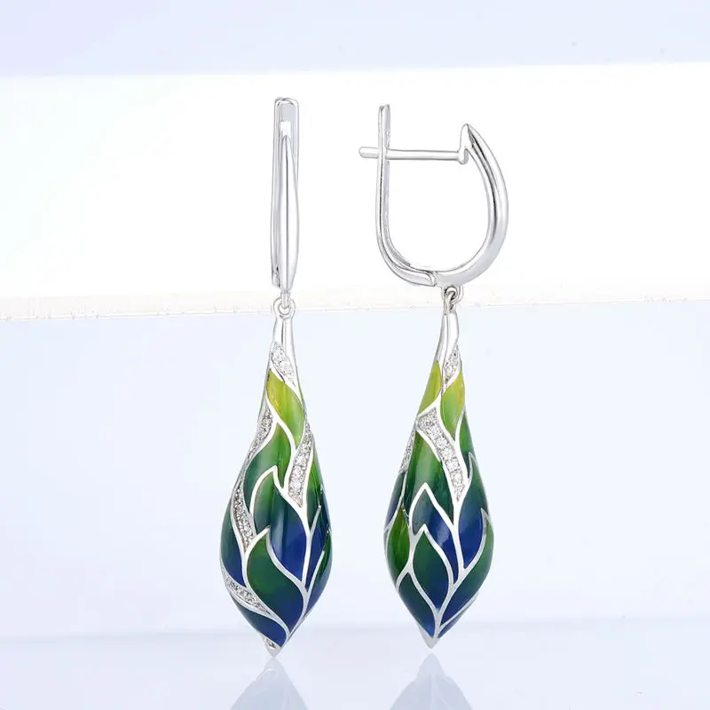 Серьги для Женщин Красочные Эмаль Женщины Белый Кубический Цирконий CZ
