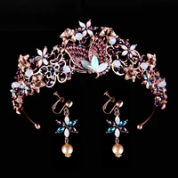 janevini vintage baroque headpiece wedding party crowns and tiaras with earrings hair jewelry luxury crystal bridal headband