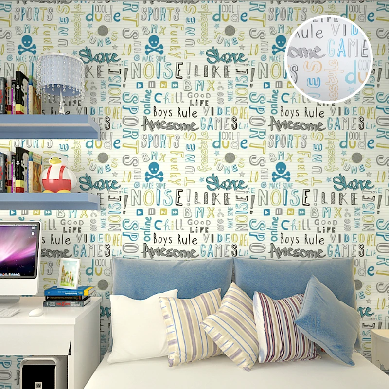 Цветные обои с буквенным принтом для девочек и мальчиков детская комната 30x20