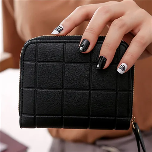 Black Новые женские Модные кошелек визитница Для женщин маленький кошелек на молнии клатч портмоне женский сумка Portefeuille F - Цвет: Black