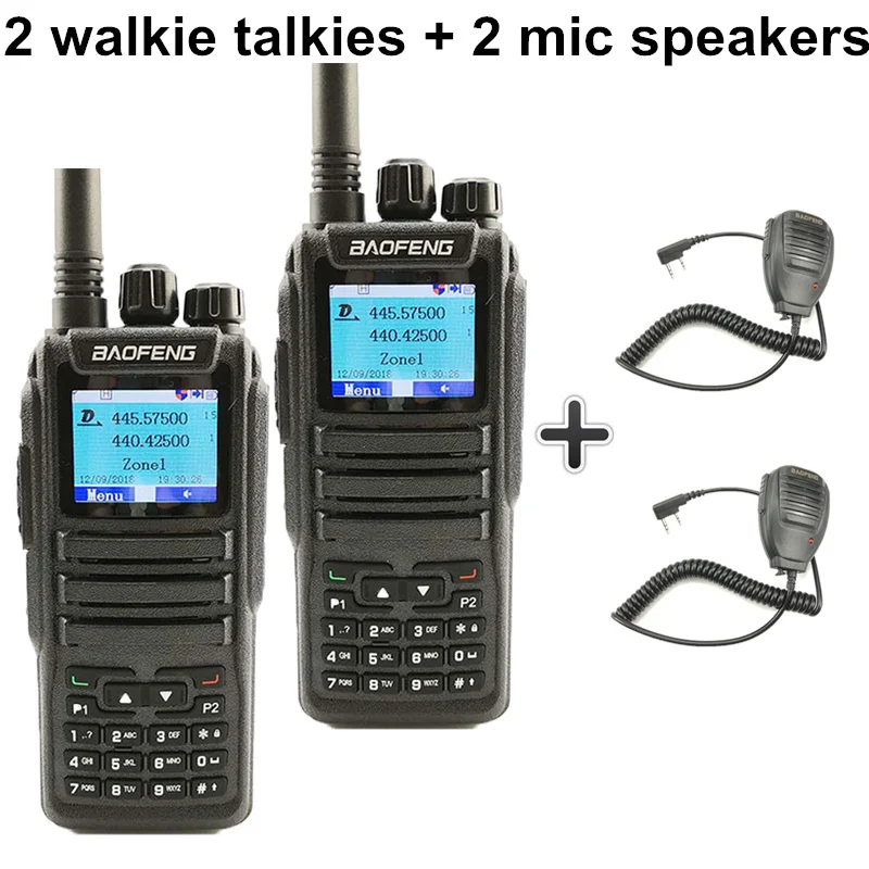Add 2 mic speakers 2 шт. Baofeng DM-1701 цифровое мобильное радио Dual Time slot Tier1 Tier2 DMR Ham радио Hf трансивер охотничья рация CB радио - Цвет: Add 2 mic speakers