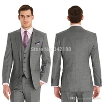 custom side vent slim fit groom tuxedos light grey best man notch lapel groomsman men wedding suits bridegroomjacketpantsvest