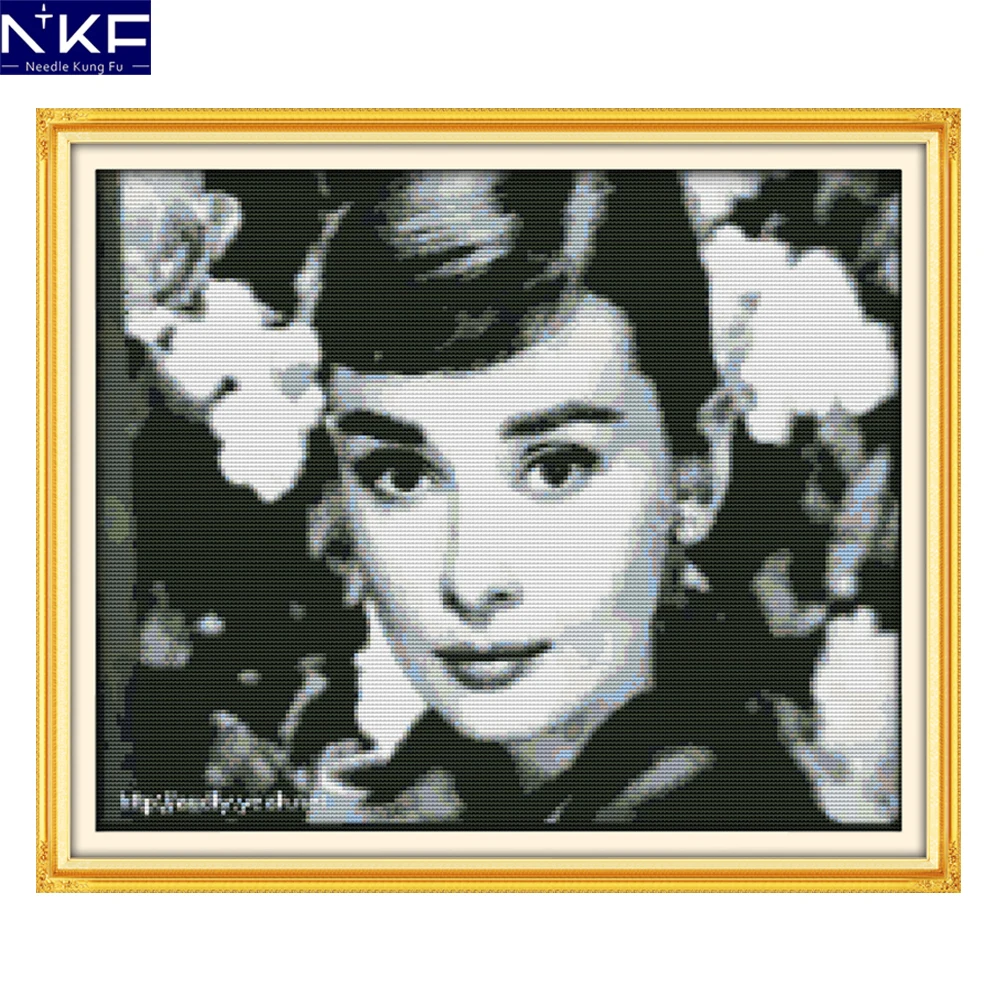 

NKF Audrey Hepburn needle craft cross stitch charts counted Christmas cross stitch kits for home decoration