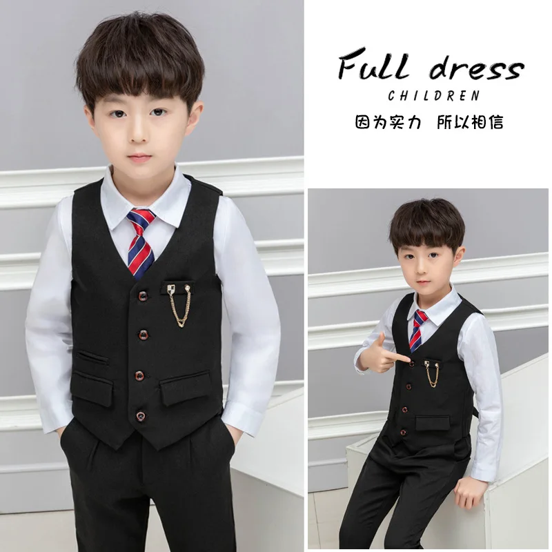 2-13Y Boys Vest Pants2pcs Suit Set Gentleman Kids Formal Waistcoat for Wedding Birthday Clothes School Costume Fashion |