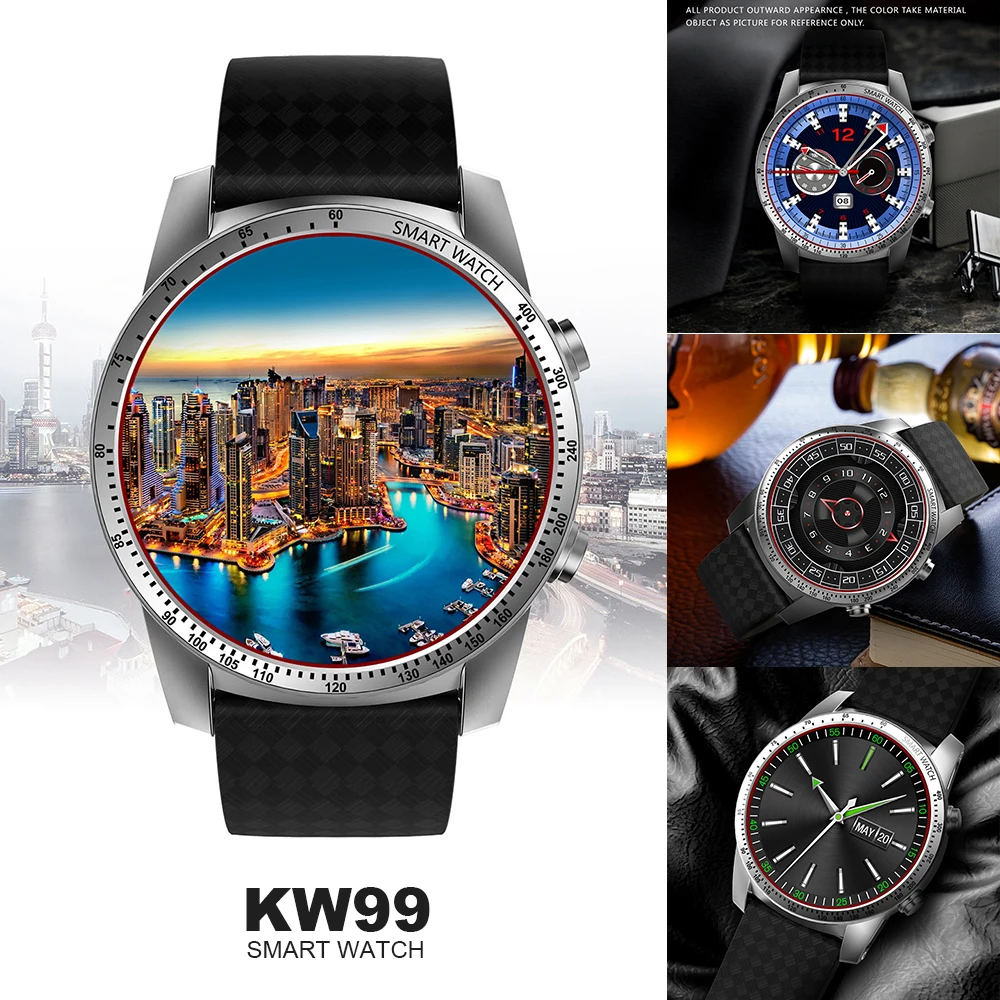 KW99 3G Smartwatch Phone Android 5.1 MTK6580 Quad Core 8GB ROM Heart Rate Monitor Pedometer GPS Anti-lost Smart Watch | Электроника