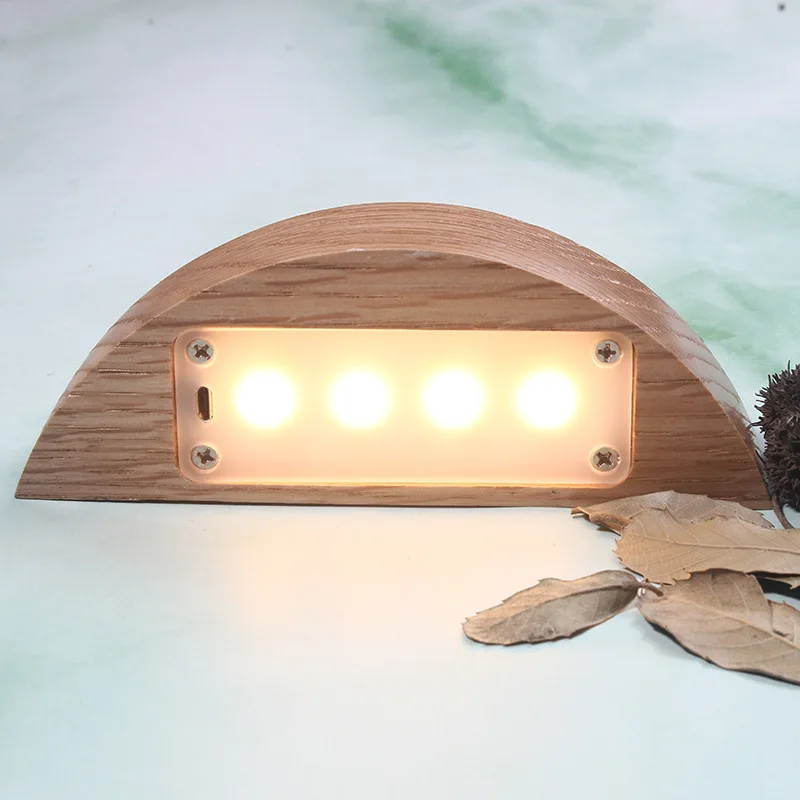 Твердая древесина Креативный светодиодный ночник сенсорный датчик USB