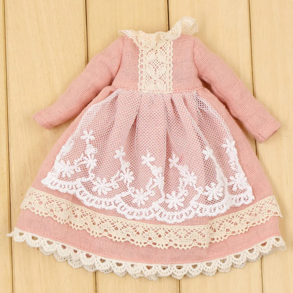 Наряд для куклы Blyth кружевное розовое платье с лентой волос элегантный костюм 1/6