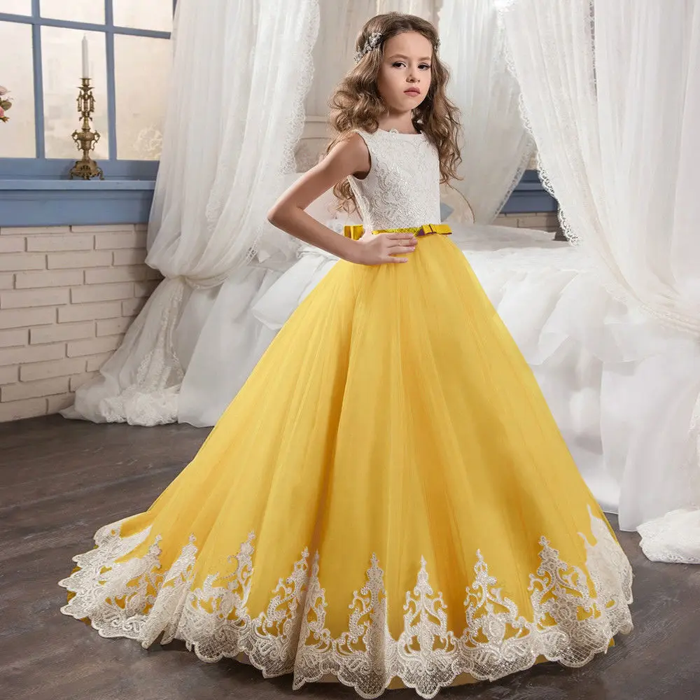 Красный синий бальный наряд платье с цветочным узором для девочек на выпускной