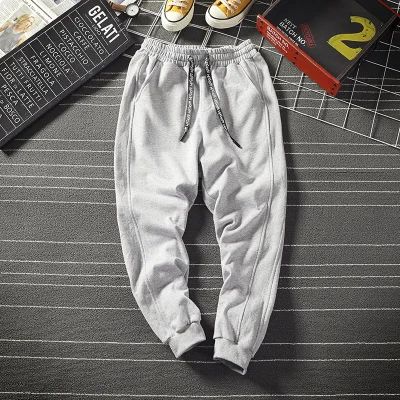 Light Gray Весенние мужские спортивные штаны новые корейские свободные мужские s джоггеры размера плюс универсальные повседневные штаны со средней талией с завязками мужские брюки 3XL - Цвет: Light Gray