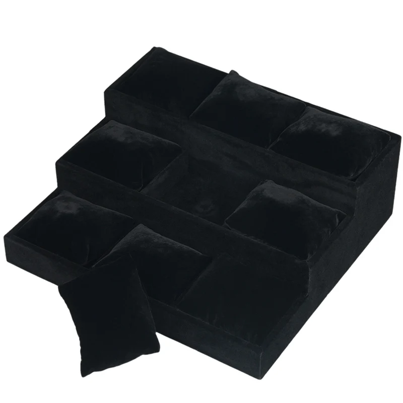 Поднос для хранения роскошных бархатных 9-сеточных органайзеров ювелирных