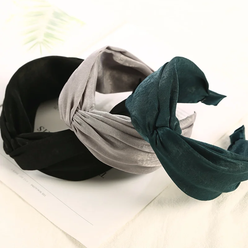 Новая мода широкий дизайн крест узел повязки на голову женская одежда из