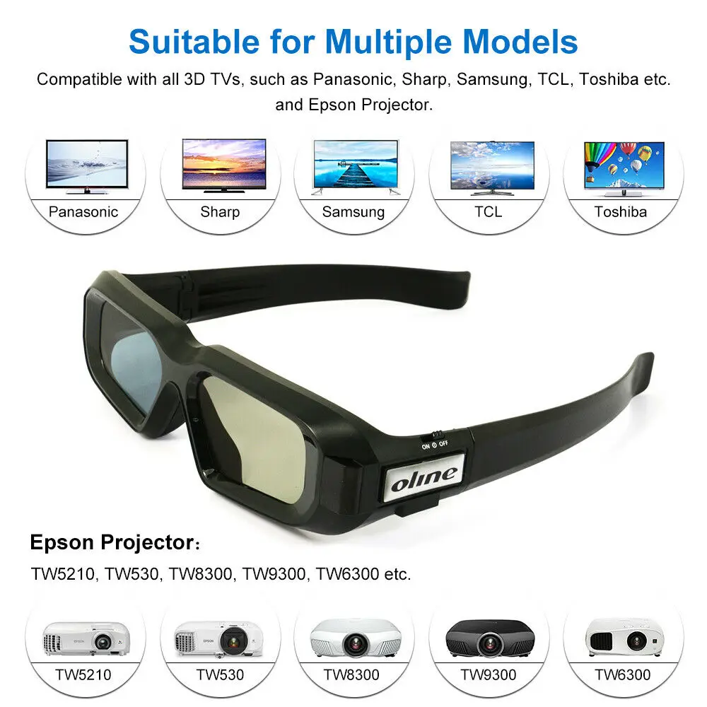 Активные затвор перезаряжаемые 3D очки для ТВ BenQ acer EPSON 3LCD проектор и