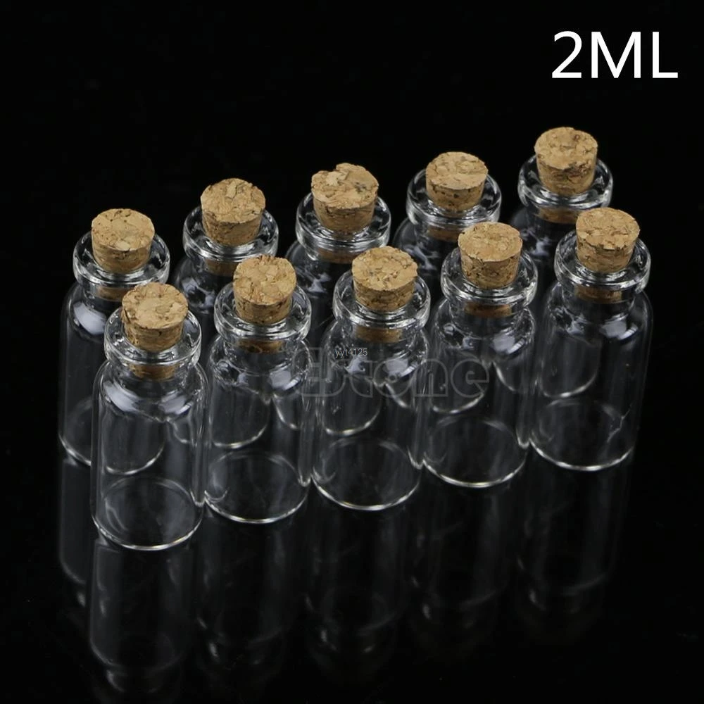 2ML 10 шт. 0,5/1/2/20 мл Прозрачный Стекло бутылка с корковой пробкой ремесла YH65 - Цвет: 2ML