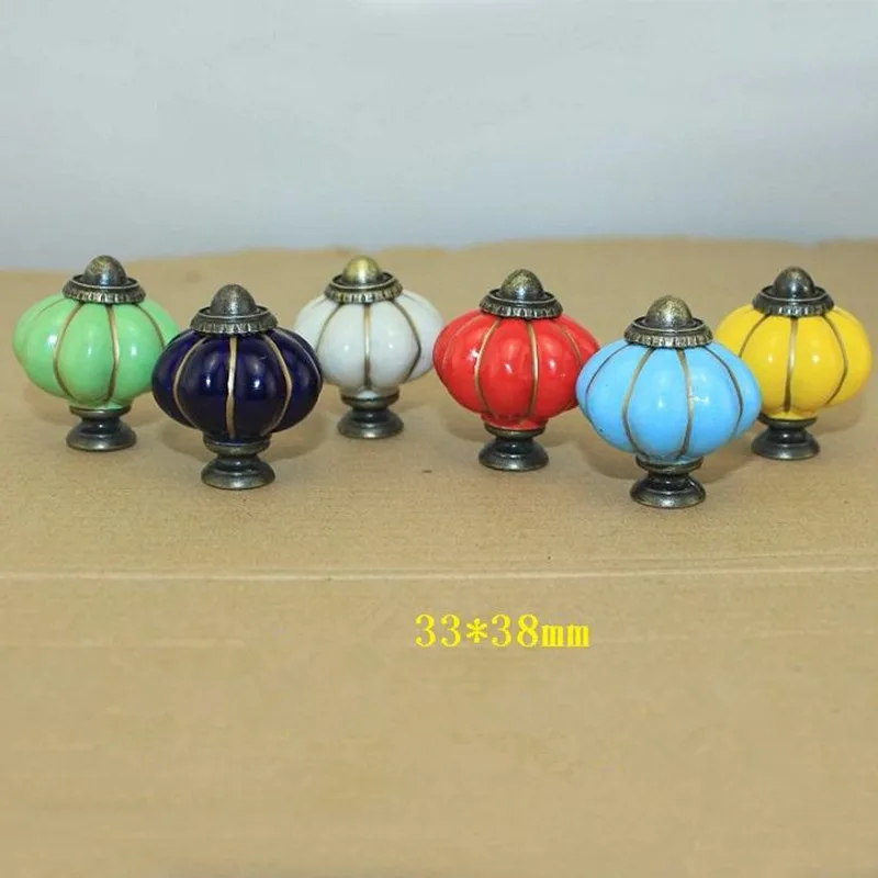 Винтаж тыквы ручки шкафа Европейский мебельные Керамика дверную ручку шкаф ящик