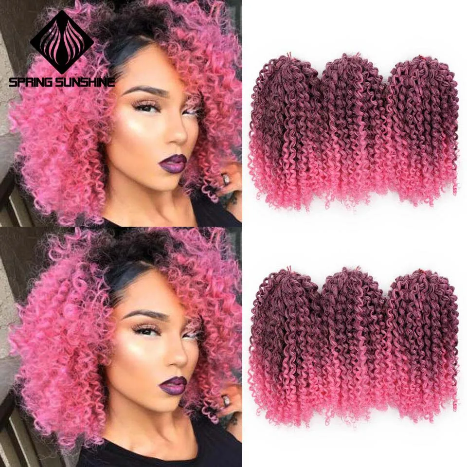 Весеннее солнце 8 дюймов 1 шт. 30 г марли косы Ombre волос Вьющееся кружево синтетические плетеные плетение волос для женщин