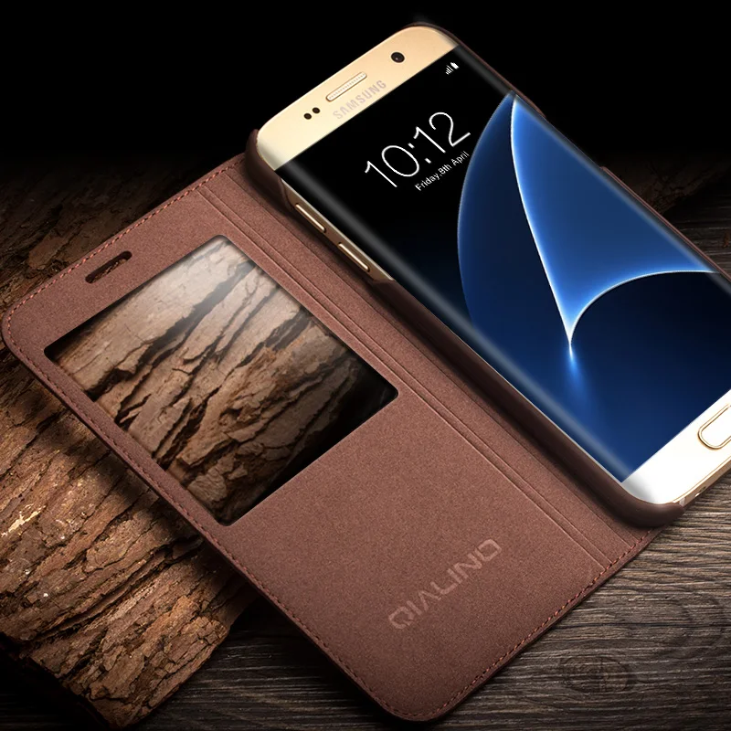 QIALINO модные узор чехол для телефона из натуральной кожи samsung Galaxy S7 &amp края ручной