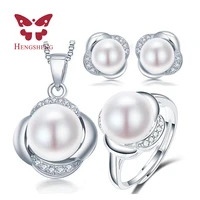 hengsheng 100 real freshwater pearl jewelry sets lowest price pendantnecklace earrings and ring sets