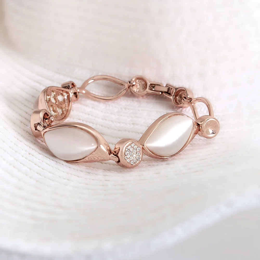 Viennois элегантный розовая позолота кошачий eye' камень с Braclet и браслет цепи для