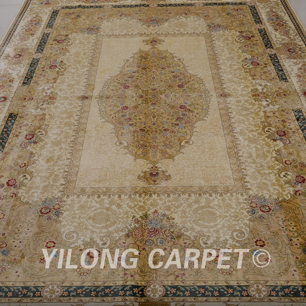Yilong 6'x9' дизайн сада Бежевый Шелковый Vantage ковер ручной работы hereke шелковый