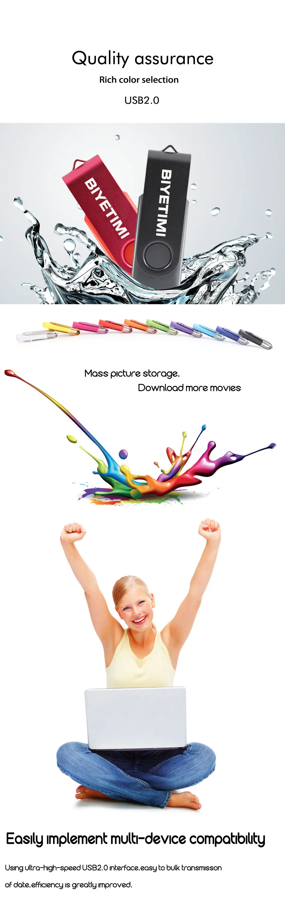 Biyetimi флэш-накопитель Usb с высокой Скорость цветные вращаться 8 Гб оперативной памяти, 16 Гб встроенной памяти, 32 ГБ памяти usb-флешки 2,0 флэш-накопитель для ПК