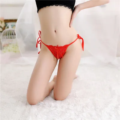 Red Luckymily трусики женские бесшовные кружевные открытые стринги Горячее Эротическое белье женское нижнее белье трусы стринги сексуальные трусики - Цвет: Red