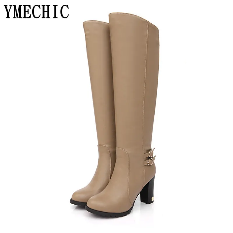 Женские сапоги для верховой езды YMECHIC коричневые черные до колена на высоком