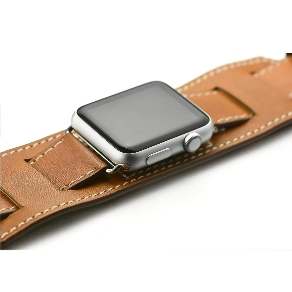 Браслет-манжета для Apple watch band 44 мм 40 мм, ремешок из натуральной кожи для iwatch band 42 мм 38 мм, apple watch series 3 4 5 se 6 от AliExpress WW