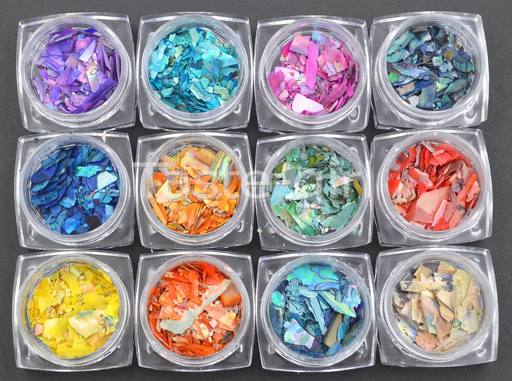 12 pots Nails Abalone оболочка фрагменты текстура натуральный морской Корпус 3d Шарм