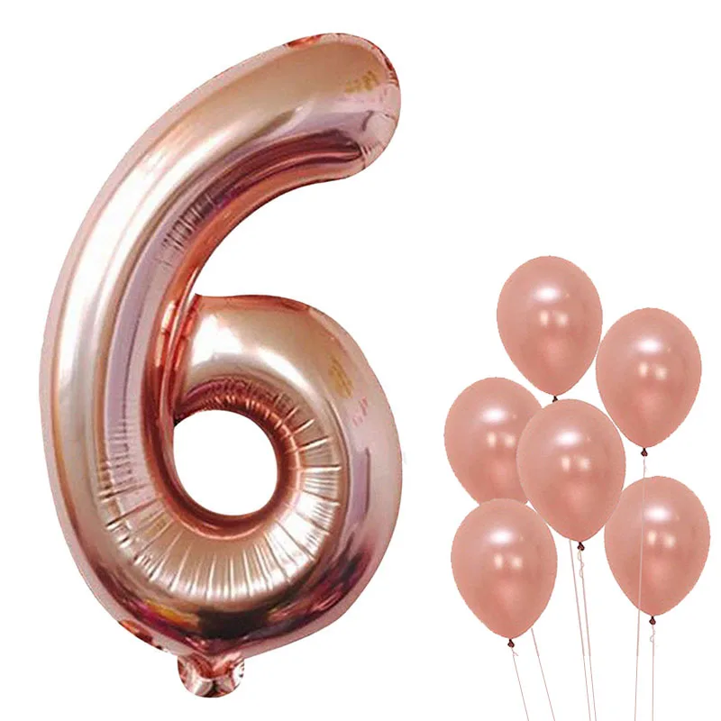 rose gold 6 Lincaier розовое золото 1st 2 3 4 5 6 7 8 9 18 21 30 40 50 60 лет с днем рождения Количество воздушных шаров вечерние украшения для детей и взрослых - Цвет: rose gold 6