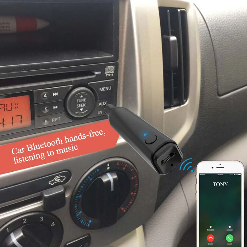 Автомобильный комплект jajabor с Bluetooth Handsfre 3,5 мм AUX аудио разъем A2DP беспроводной Bluetooth 5,0 музыкальный приемник адаптер пара с 2 телефонами