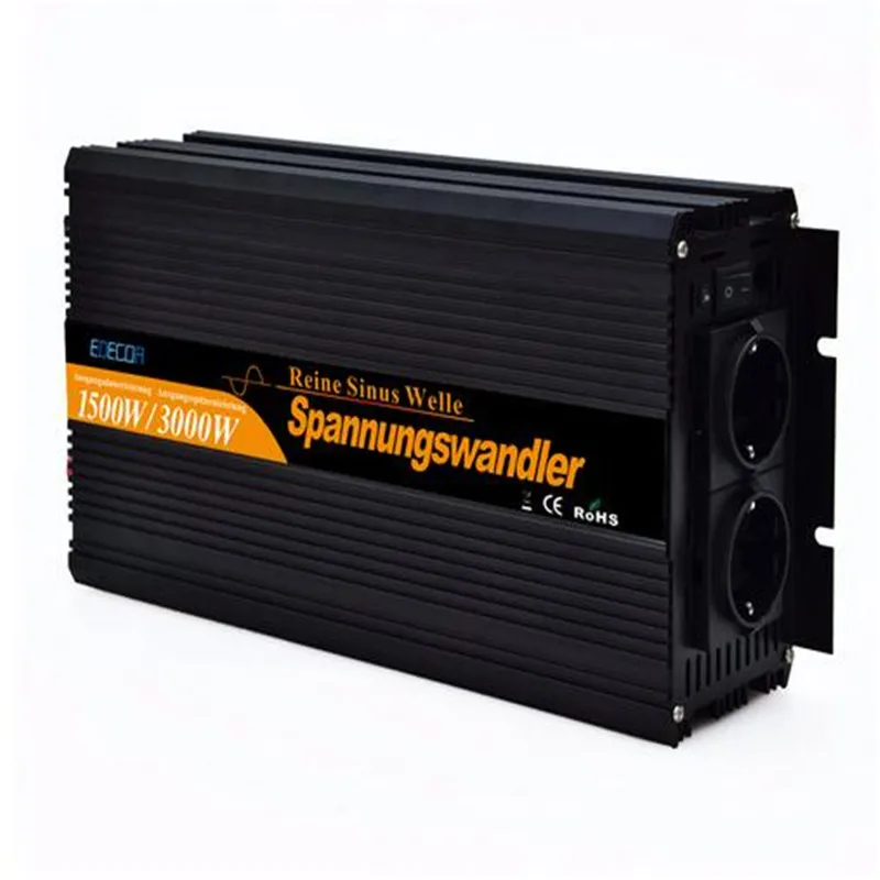 EDECOA Бесплатная shipping12V-220V Чистая синусоида мощность инверторы 1500 Вт 3000 пик
