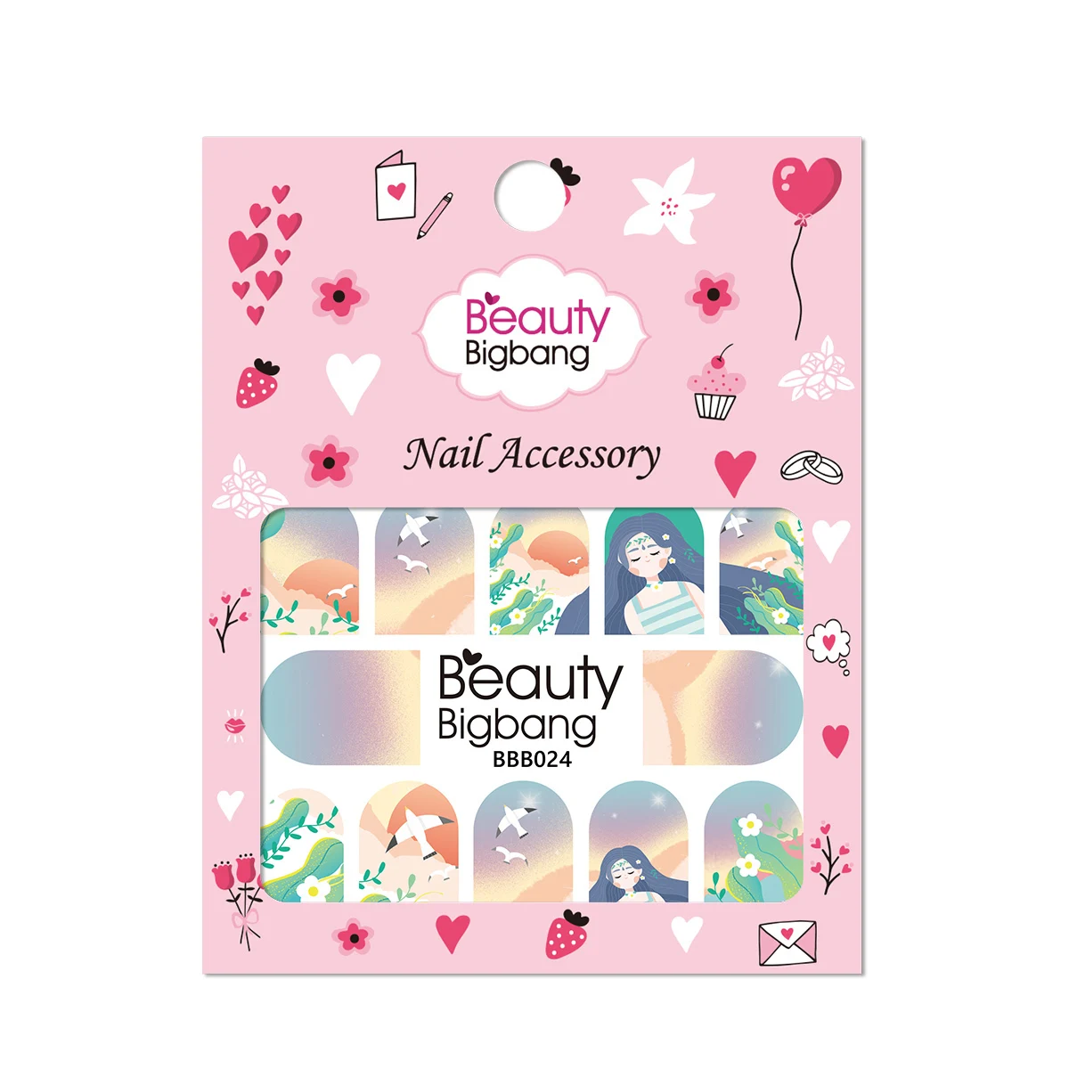 BEAUTYBIGBANG полоса точка наклейка с цветком для ногтей на воде наклейки-Слайдеры для ногтей черный и белый стиль ногтей украшения